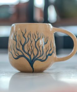 Tree of Life Coffee Mug, Pottery Mug, Handmade Life Tree Decorated Mug